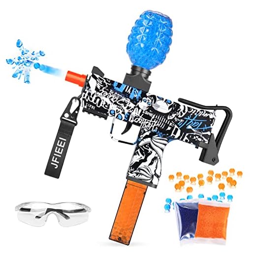 JFIEEI Splatter Splat Ball Blaster - Newest Gel Ball Blaster with 10,000 Gel Balls for Backyard Outdoor Game, Gel Ball Blaster for Boys & Girls Age 12+ (Blue)