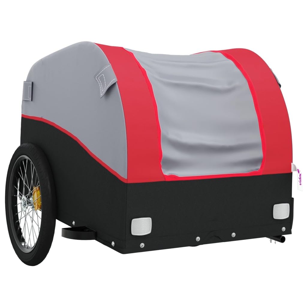 Mangloder Rimorchio per Bicicletta Nero Blu Ferro Robusto Rimorchio Carichi con Timone Bandiera di Sicurezza Pieghevole Ideale per Trasporto Campeggio Gita Famiglia Bagagli Cani Bambini Shopping