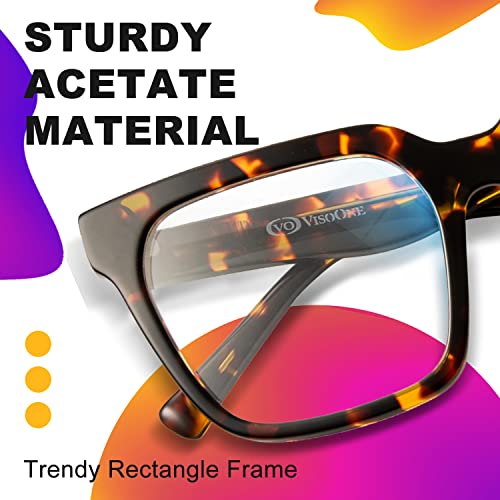 Image of VISOONE Rectangle TR90 Blue Light Blocking Glasses Computer Eyewear with Preppy Look for Women and Men Cougar