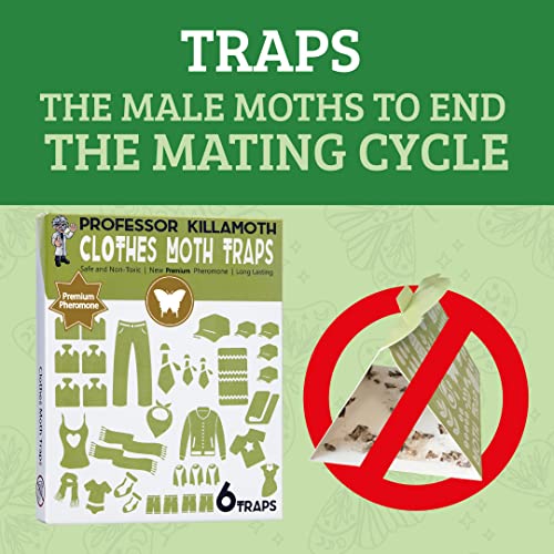 Clothes Moth Traps 6 Pack | Child And Pet Safe | No Insecticides | Premium Attractant | Protect Clothes, Sweaters, Wool, Carpet | Safe Moth Killer #TOP1