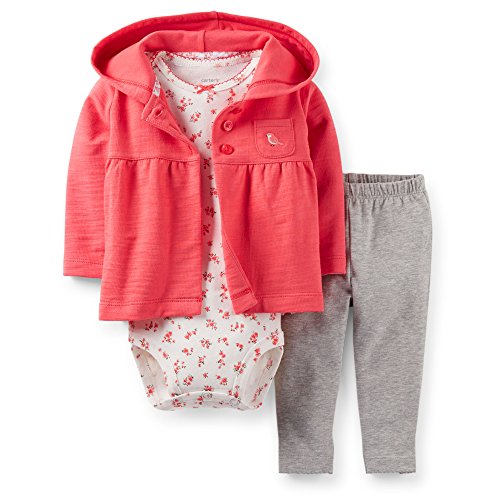 Gilet et pantalon ensemble 3 pièces bébé fille rose vêtement naissance motif fleur