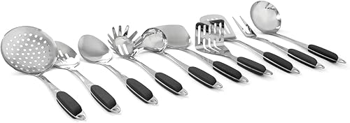 Miniatura 2 de Hell's Kitchen Juego de utensilios de acero inoxidable de 10 piezas con estante colgante (negro)