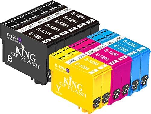 KING OF FLASH Replacement for Epson T1291 T1292 T1293 T1294 T1295 Ink Cartridges Compatible with Epson WF-3520 WF-3540 WF-7515 WF-7525, Epson SX425W SX235W SX435W SX445W SX535WD SX535WD BX305FW BX630