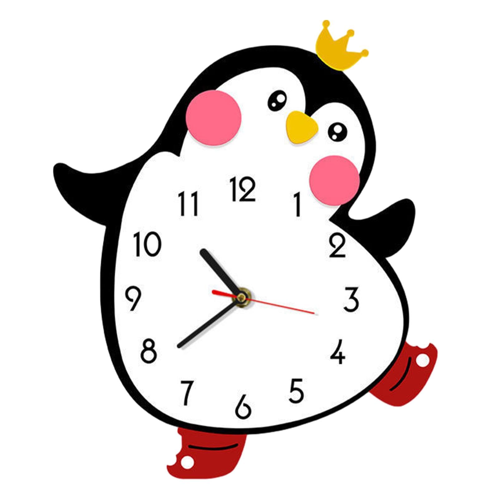 Horloge en bois pingouin pour décorer la chambre de bébé ou le bureau