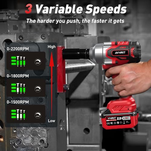 Avhrit Cordless Impact Wrench 1/2", 1106Ft-lbs (1300 N.m) High Torque Electric Impact Gun with 2 X 4000mAh Battery, Fast Charger & 4 Sockets, Power Impact Driver for Car and Home 5 Avhrit Cordless Impact Wrench 1/2", 1106Ft-lbs (1300 N.m) High Torque Electric Impact Gun with 2 X 4000mAh Battery, Fast Charger & 4 Sockets, Power Impact Driver for Car and Home - Image 5
