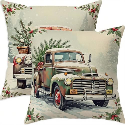 Housse coussin 70x70cm imperméable anti-tache vert lin Noël