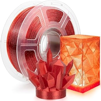IEMAI Glitter Clear PETG 3D Printer Filament 1.75mm Red 1kg