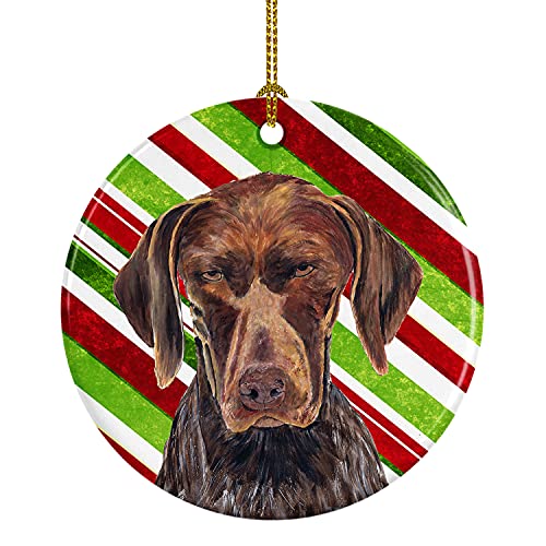 Caroline's Treasures German Shorthaired Pointer Candy Cane Holiday Christmas Ceramic Ornament Christmas Tree Hanging Decorations for Home Christmas Holiday, Party, Gift, 3 in, Multicolor