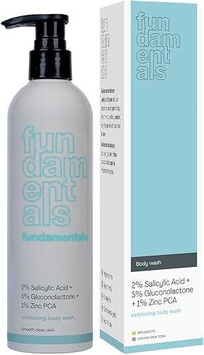 Fundamentals Exfoliating Body Wash | 2% Salicylic Acid + 5% Gluconolactone + 1% Zinc PCA Body Cleanser | For Oily & Blemish-Prone Skin | Daily Use Formula | 300ml