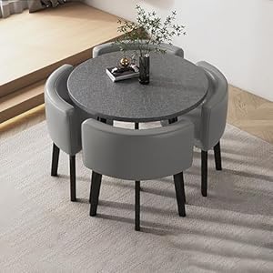 Rundes Küchentisch-Set für 4 Personen, moderner Esstisch und Stuhl-Set, kompaktes Konferenzraummöbel, einfacher Büro-Tisch und Stühle