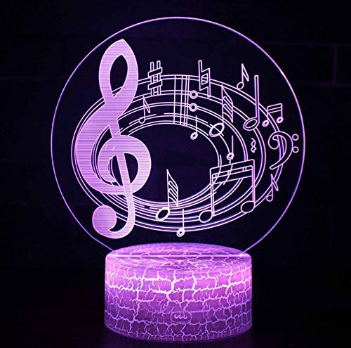 Treble Note Staves Theme Lámpara 3D Led Night Light 7 Cambio de color Touch Lámpara de humor Regalo de Navidad
