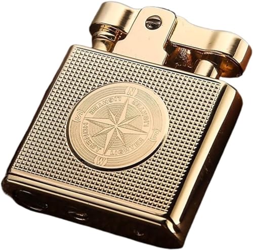 Accendino da trincea vintage, accendino antico in metallo con braccio di sollevamento, accendino a benzina con ruota in pietra focaia novità fiamma morbida accendino antivento ricaricabile a cherosene