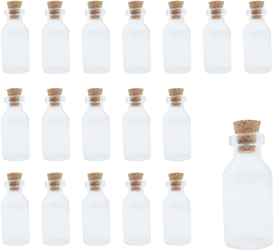 WYAN 20 mini Glass Wishing Bottles with Cork Stoppers, Message Glass Bottles for DIY Handicraft Decoration, Wedding Gifts, Wish Jewelry Party Gifts