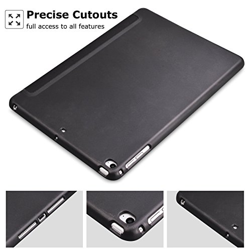 Tinysaturn Ipad 9.7 Inch 2018/2017 / Ipad Air 2 / Ipad Air Case, Ultra Slim Lightweight Smart Cover Multi-Fold Auto Wake/Sleep With Soft Silicone Back Case For Ipad 9.7" - Black #TOP1