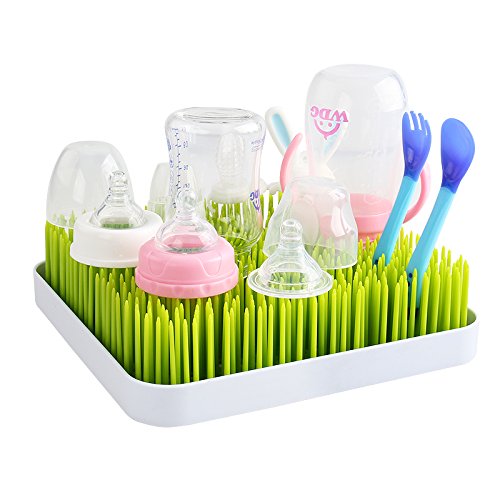 Baby Bottle Green Grass Countertop Drying Rack, Premium Lawn Drying Rack Kitchen Countertop Dish Drainer Dryer Mat for Baby Bottles, Dishes and Accessories