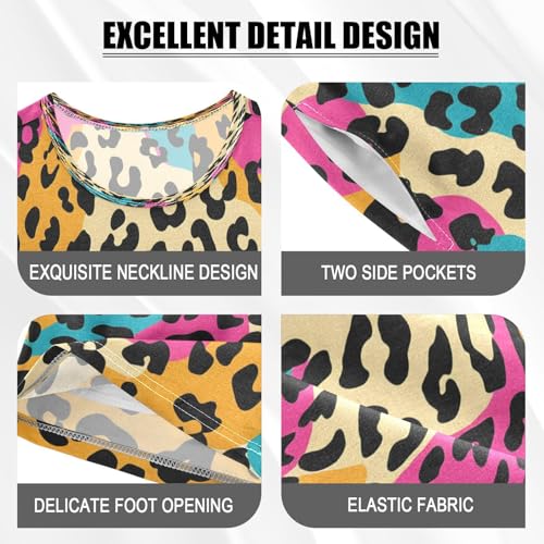 senya Short Sleeve Pajamas Sets Summer Cotton Sleepwear Leopard Print4