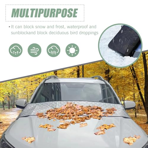 ZBGUN 1 PC Car Front Windshield Trough Cover, 66.9\" x 17.7\" Foldable Dust Frost Wiper Cover, Elastic Band + Suction-Type Quick Installation Four-Season Universal Vehicle Essential Parts (Silver) - Thumbnail 3