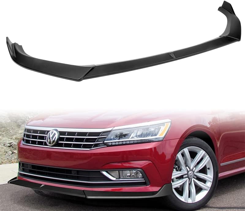 3 Pieces Front Bumper Lip Spoiler Splitter Side Body Kit Trim Protection Compatible with 2016-2019 Volkswagen Passat, 2017 2018 (Painted White)