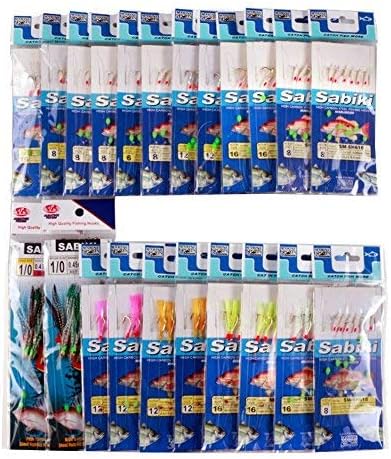 LPATTERN Assorted 22 Packs Freshwater/Saltwater Fishing Baits Rigs Skin/Feather Hooks