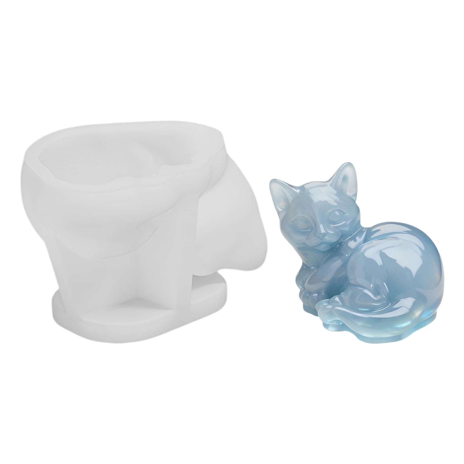3D Cat Silicone Mould, Silicone Casting Molds, Soap Molds Animal Candle Moulds Reusable, Squishy Making, DIY Mold for Epoxy Resin, Polymer, Clay, Plaster, Wax, Soap (Lying Cat)