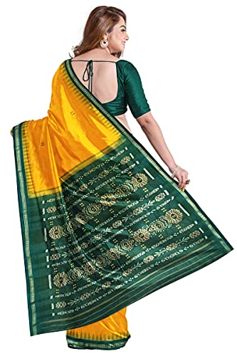 Image of Odisha Sambalpuri Handloom Ikat Women's Cotton Saree, Odisha Handloom Handmade Pure Cotton Khandua Saree, Ikkat Orissa Traditional Handloom Saree Without Blouse