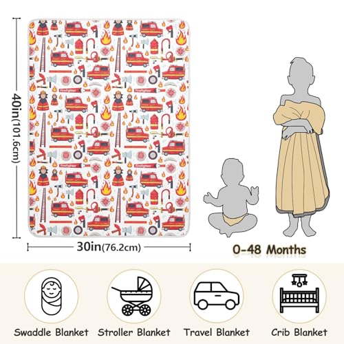 Image of Baby Blankets for Baby Boy and Girl Soft Warm Crib Receiving Blanket for Toddler and Infant 30X40in Firefighter Elements Pattern