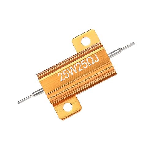 Miniatura 5 de uxcell Resistencia de caja de aluminio de 25 W, 25 ohmios, 5%, roscado de rosca, resistencias de carga enrolladas montadas en chasis, tono dorado, 3