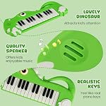 Costzon 25-Key Kids Piano Keyboard, Dinosaur Shape Toy Digital Piano with Built-in Music & Light, Portable Musical Instrument, Musical Learning Toy for 3+ Years Old Boys and Girls (Green)