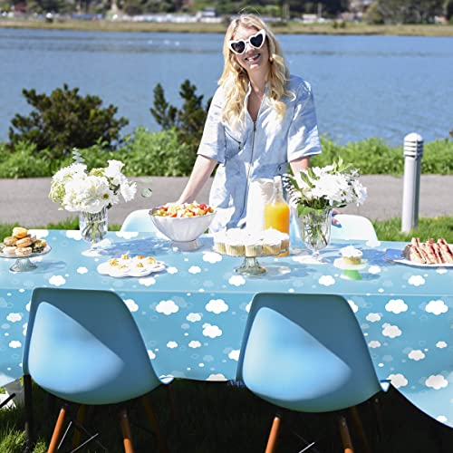 Juyrle Blue Sky White Cloud Table Cover, Cartoon Clouds Theme Plastic Disposable Rectangular Tablecloth, Birthday Decorations Party Supply For Kids Birthday Baby Shower (43 X 70 Inch, 1 Pack) #TOP4