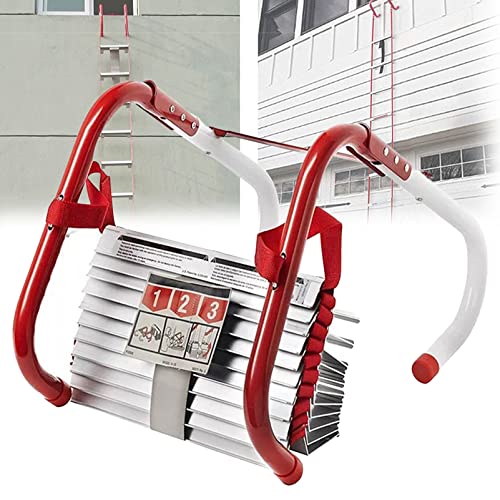 KHLMSRXJ Escalera de Emergencia para Incendios, de Cuerda Extensible de Seguridad con peldaños Antideslizantes y Anchos, para 2-6 viviendas, Reutilizable, compacta y portátil, 10 m