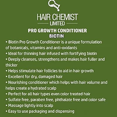 Hair Chemist Pro-Growth Shampoo & Conditioner Set with Biotin - Includes 33.8oz Shampoo & 33.8oz Conditioner