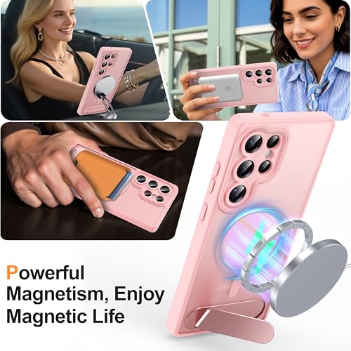 AMILIFECASES Magnetic for Samsung Galaxy S25 Ultra Case, [Compatible with MagSafe][Full Camera Protection][Built-in Invisible Kickstand] Translucent Matte Phone Case for S25 Ultra 6.9" - Pink - image 6