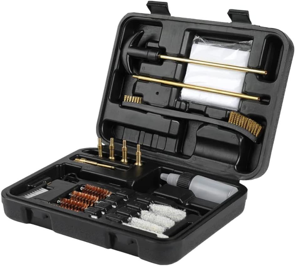 Gun Cleaning Kit Clean Mops Brushes Gun Barrel Brush Tool Universal Brass Jag Adapter Oil Bottle for Rifle Airsoft Pistol Handgun for .22/.357/.38/9mm/.40/.45 Cal