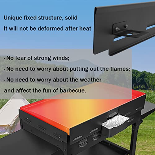 Wind Guard For Blackstone 36" Griddle, Wind Screen, Blackstone Griddle Accessories For Flat Top Gas Grill, Heat Gathering, Saving Propane, Stable And Not Shaky, Blackstone Grill Accessories, Black #TOP4