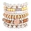 Boho Indian Beaded Multi Bracelets | Coin Disc Cream