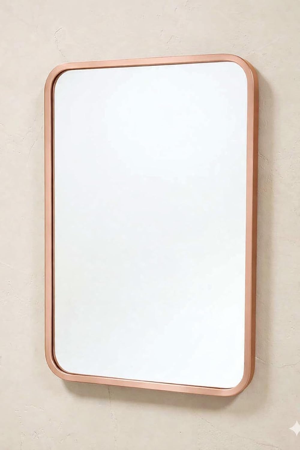 Dhulo Rose Gold Rectangular Wall Mirror with Rounded Corners, Modern Decorative, for Bedroom, Living Room, Bathroom for Home, Office, Hotels-image-2