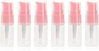 6PCS 10ml Refillable Empty Plastic Pump Bottles with Transparent Cap-Face Cream Makeup Travel Cosmetic Container for Lotion Bath Shower Dispenser (Transparent+Pink)