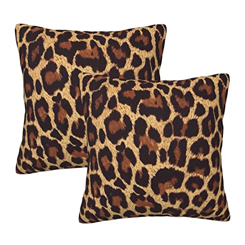 Qsmx 2 Packs 18X18 Inch Throw Pillow Covers, Cool Cheetah Leopard Couch Pillow Cases, Polyester Pillow Case, Square Cushion Covers For Bedroom, Living Room, Bed, Sofa, Car #TOP23