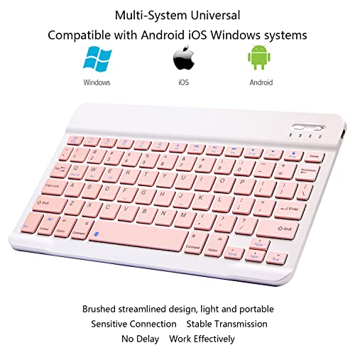 Ultra-Slim Bluetooth Keyboard Portable Mini Wireless Keyboard Rechargeable For Apple Ipad Iphone Samsung Tablet Phone Smartphone Ios Android Windows (10 Inch Pink) #TOP2