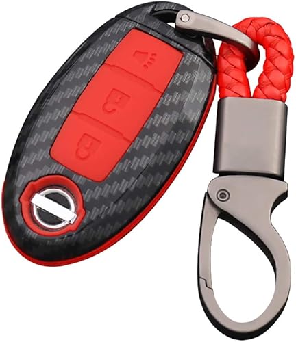Miniatura 4 de ontto Funda para llave con llavero de fibra de carbono compatible con Nissan, Negro -