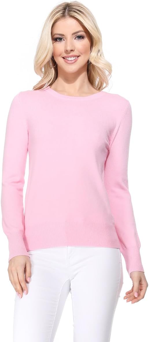 YEMAK Women's Knit Sweater Pullover – Long Sleeve Crewneck Basic Classic Casual Knitted Soft Lightweight T-Shirt Top