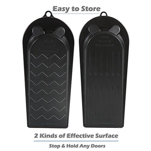 4Pcs Set Black Door Stopper Easily Wedges Door Gaps Up Finger Protector Flexible Floor Door Stops - Non-Scratching Door Stop - Modern Wedge Door Stop Design #TOP1