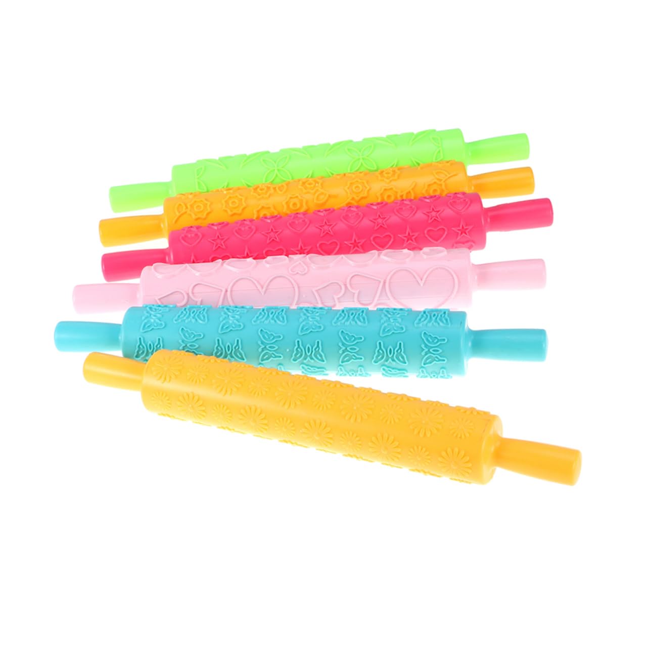 Rouleau à Pâtisserie en Plastique 8pcs Motifs en Relief pour Décoration de Gâteau Fondant, Outil Créatif et Finement Travaillé Pâtisserie à Domicile Plusieurs Styles
