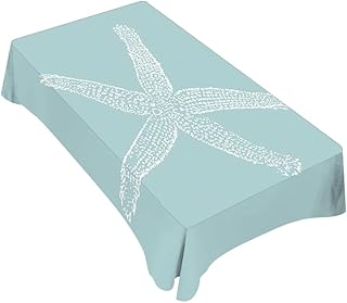 TKS MITLAN White Starfish Tablecloth 60x84 Inch Rectangular Ocean Wildli...