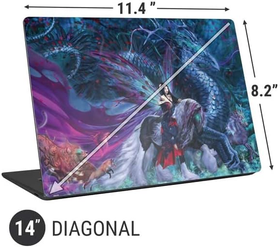 Skinit Laptop Decal Skin Compatible with Universal Laptop 14in (11.4 x 8.2in) - Tate and Co. Ride of The Yokai Fairy and Dragon Design