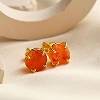 Vista 84 de Gempires Natural Raw Prong Setting Stud Earrings, 8-10 mm Crystals Earring, Handmade Jewelry, Gift for Her