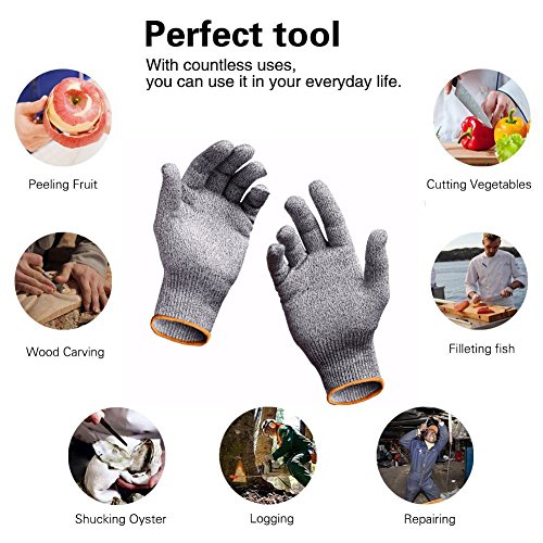 Cut Resistant Gloves / Cut Gloves - Cutting Gloves For Pumpkin Carving, Wood Carving, Meat Cutting And Oyster Shucking - Cut Proof Gloves With Level 5 Protection (Small, Medium, Large, Extra Large) #TOP1