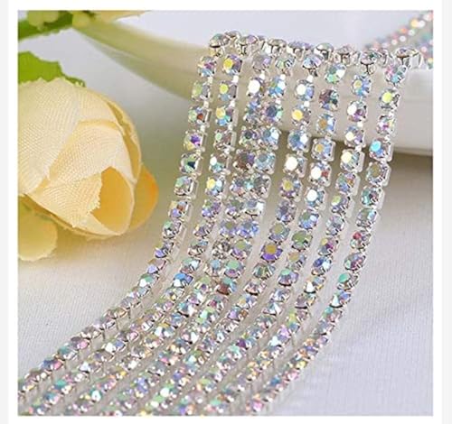 Art&Beauty 11 Yard Crystal Rhinestone Close Chain Trim Sewing Craft 4.0mm AB Color (AB)