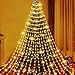 Luci Albero di Natale Interno Esterno 400 LED 2,5 Metri 16 Fili, Lucine Luci Albero di Natale a Cascata LED IP44 Impermeabile, Illuminazione Catena Luminosa Esterno Natalizia 8 Modalità, Bianco Caldo