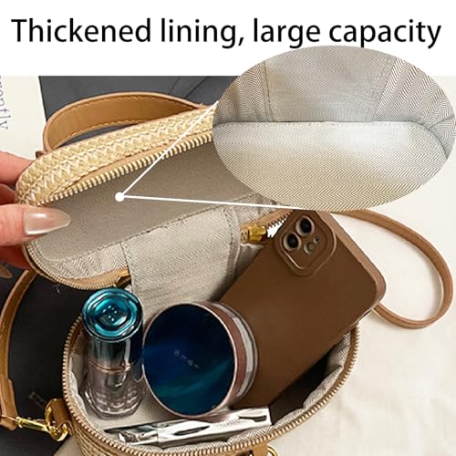 Summer Straw Crossbody Bags For Women Basket Purse Box Purse Bucket Bag Shoulder Straw Vacation Handbags (Brown) by HJMND - Used condition - Image 7